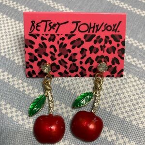 NWT Betsy Johnson cherry earrings.